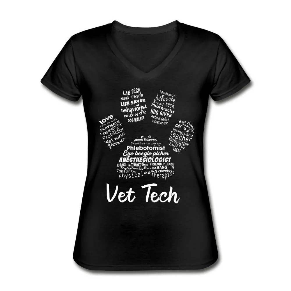 Vet Tech Paw Print Women's V-Neck T-Shirt