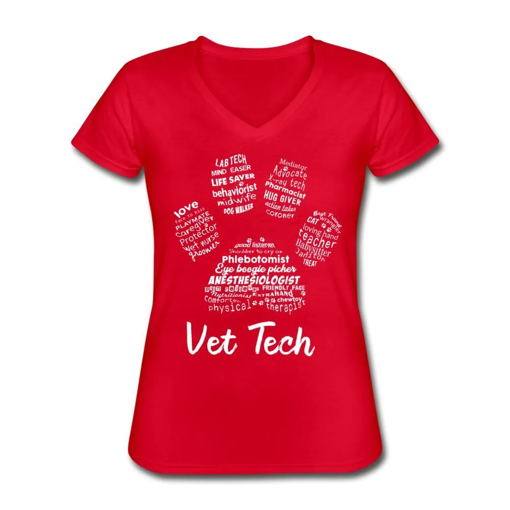 Vet Tech Paw Print Women's V-Neck T-Shirt