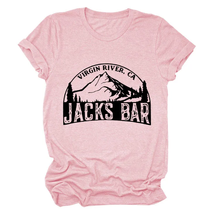 VIRGIN RIVER CA JACK'S Alphabet Mountain Print Crew Neck Short Sleeve T-Shirt Women