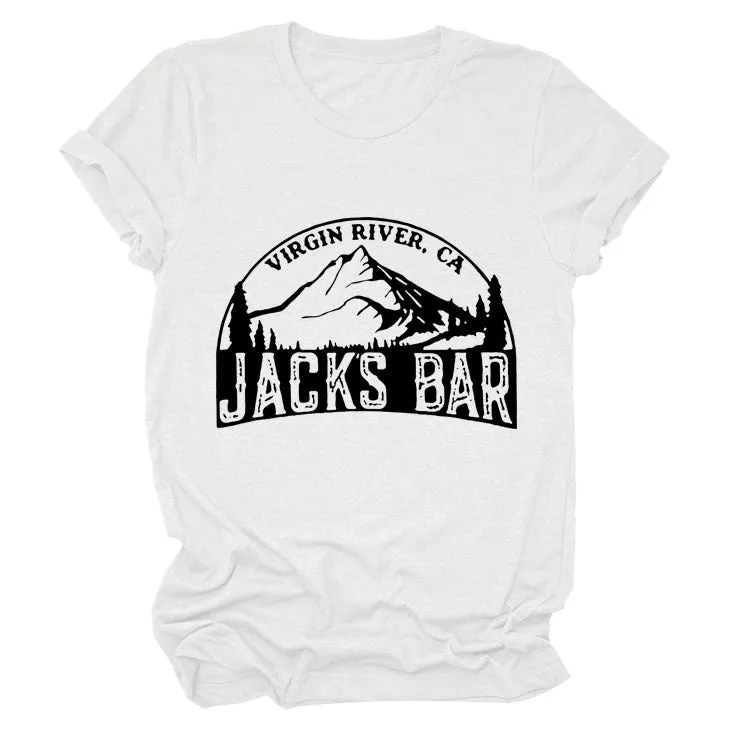 VIRGIN RIVER CA JACK'S Alphabet Mountain Print Crew Neck Short Sleeve T-Shirt Women