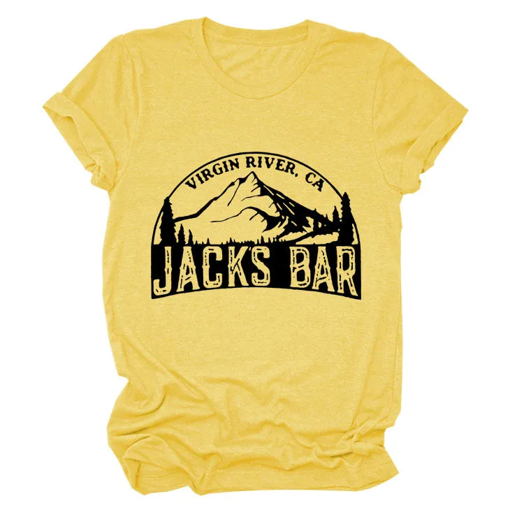 VIRGIN RIVER CA JACK'S Alphabet Mountain Print Crew Neck Short Sleeve T-Shirt Women