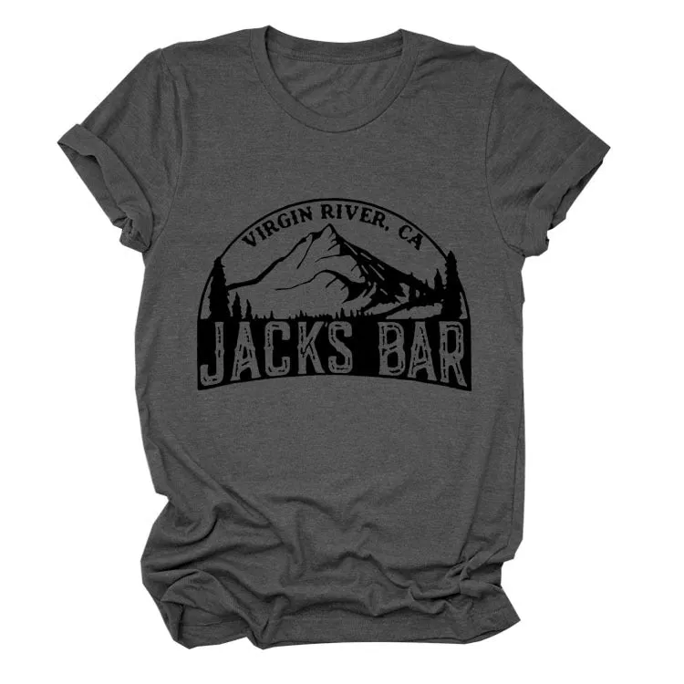 VIRGIN RIVER CA JACK'S Alphabet Mountain Print Crew Neck Short Sleeve T-Shirt Women