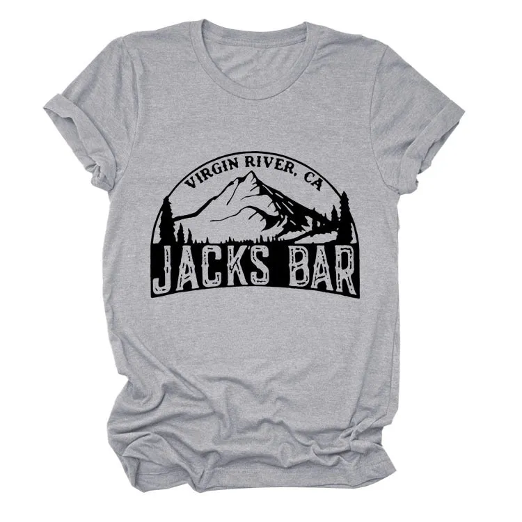 VIRGIN RIVER CA JACK'S Alphabet Mountain Print Crew Neck Short Sleeve T-Shirt Women