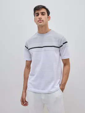 WES Lounge Grey Stripe Printed Relaxed-Fit T-Shirt