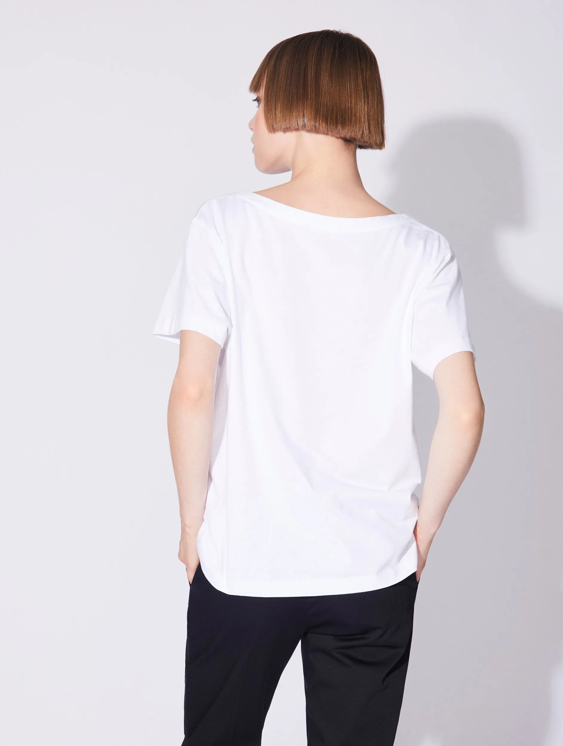 White cotton jersey short sleeve T-shirt