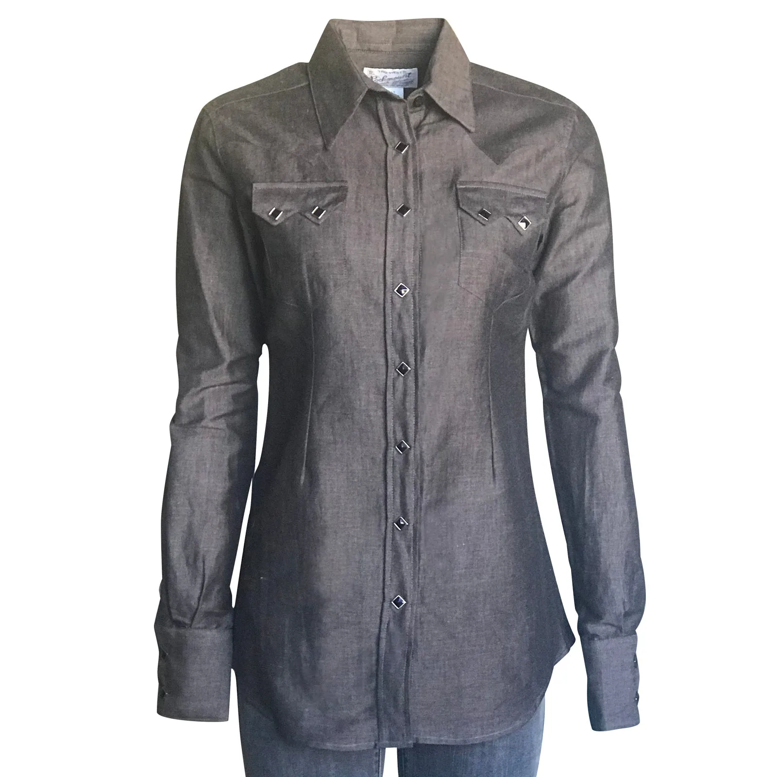 Women's Extra-Fine Cotton Black Chambray Western Shirt