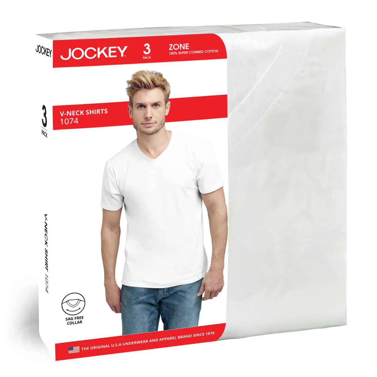 Zone 100% Cotton V-Neck T-Shirt (Tri-Pack)